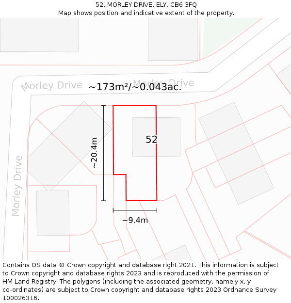 52, MORLEY DRIVE, ELY, CB6 3FQ: Plot and title map