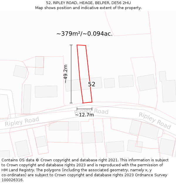 52, RIPLEY ROAD, HEAGE, BELPER, DE56 2HU: Plot and title map