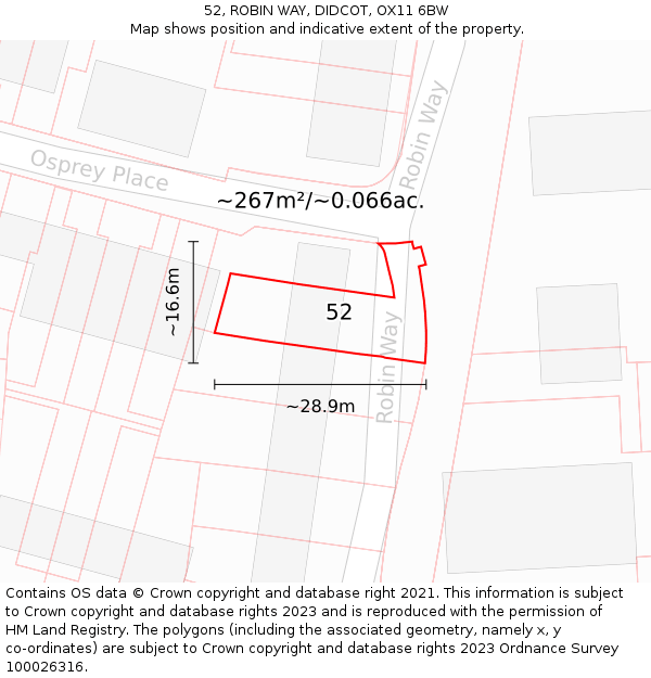 52, ROBIN WAY, DIDCOT, OX11 6BW: Plot and title map