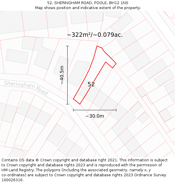 52, SHERINGHAM ROAD, POOLE, BH12 1NS: Plot and title map