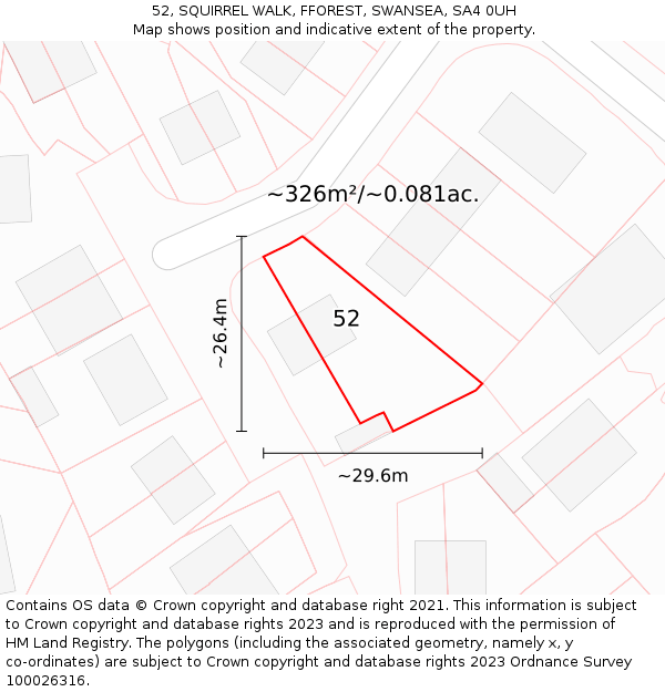 52, SQUIRREL WALK, FFOREST, SWANSEA, SA4 0UH: Plot and title map