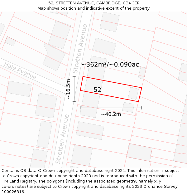 52, STRETTEN AVENUE, CAMBRIDGE, CB4 3EP: Plot and title map