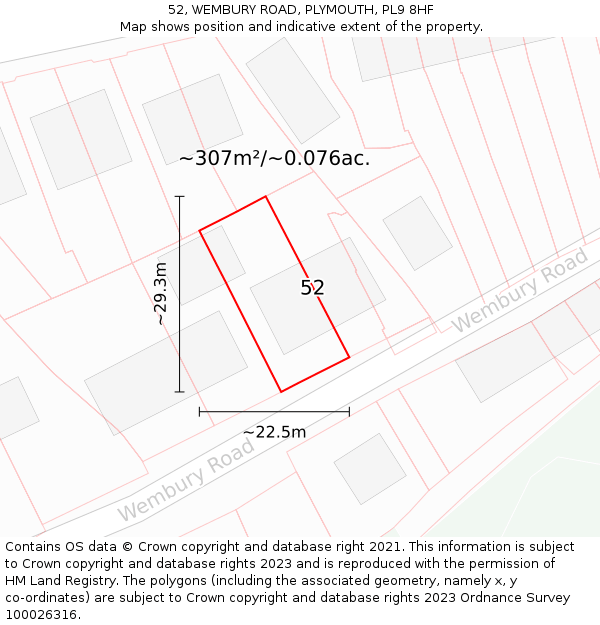 52, WEMBURY ROAD, PLYMOUTH, PL9 8HF: Plot and title map