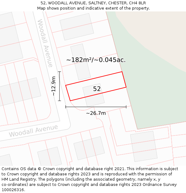 52, WOODALL AVENUE, SALTNEY, CHESTER, CH4 8LR: Plot and title map