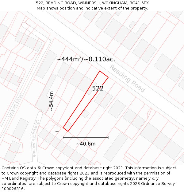 522, READING ROAD, WINNERSH, WOKINGHAM, RG41 5EX: Plot and title map