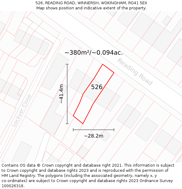 526, READING ROAD, WINNERSH, WOKINGHAM, RG41 5EX: Plot and title map