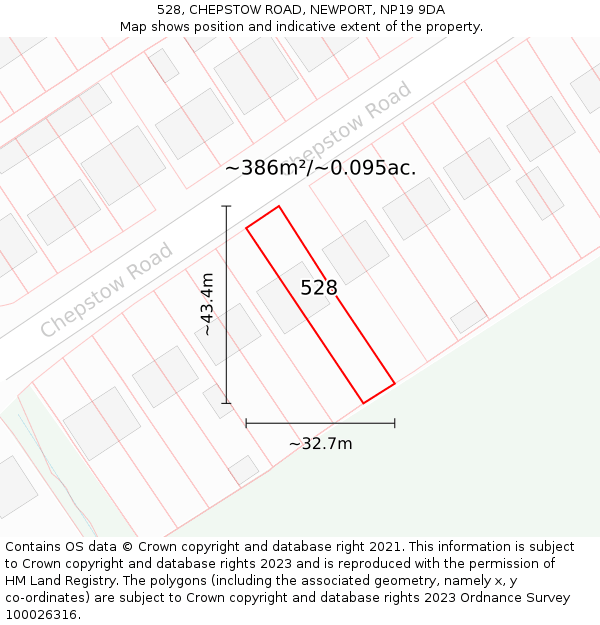 528, CHEPSTOW ROAD, NEWPORT, NP19 9DA: Plot and title map