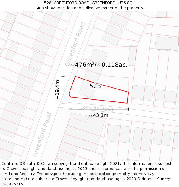 528, GREENFORD ROAD, GREENFORD, UB6 8QU: Plot and title map