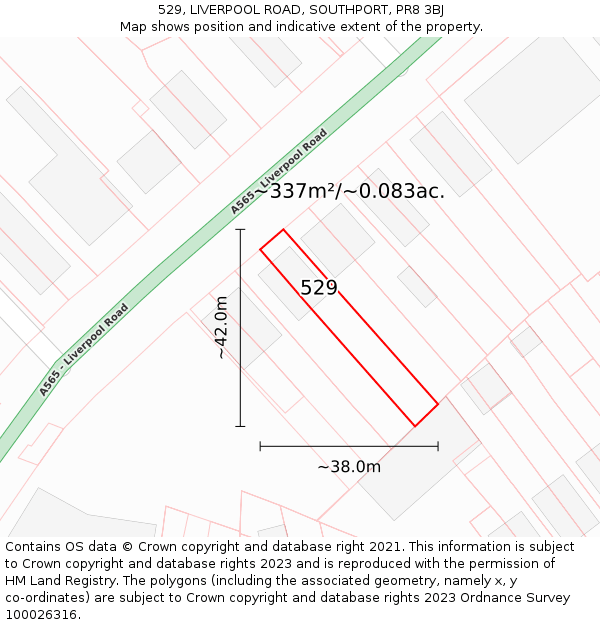 529, LIVERPOOL ROAD, SOUTHPORT, PR8 3BJ: Plot and title map