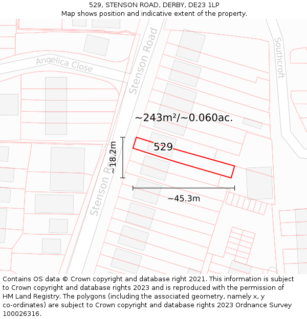 529, STENSON ROAD, DERBY, DE23 1LP: Plot and title map