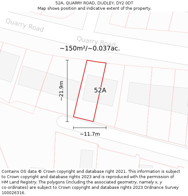 52A, QUARRY ROAD, DUDLEY, DY2 0DT: Plot and title map