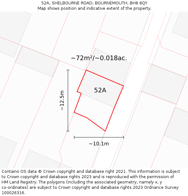 52A, SHELBOURNE ROAD, BOURNEMOUTH, BH8 8QY: Plot and title map