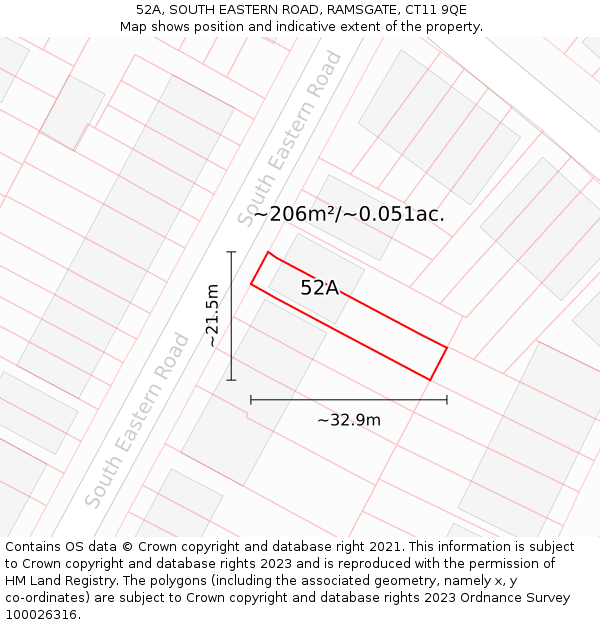 52A, SOUTH EASTERN ROAD, RAMSGATE, CT11 9QE: Plot and title map