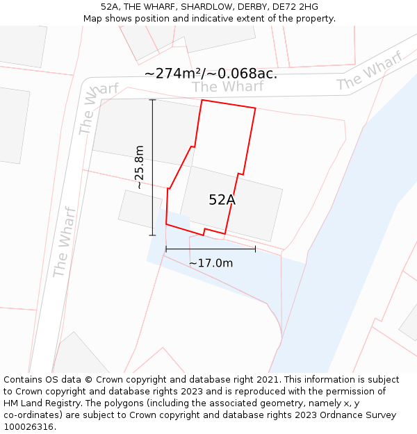52A, THE WHARF, SHARDLOW, DERBY, DE72 2HG: Plot and title map
