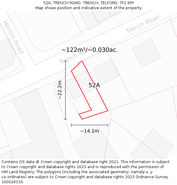 52A, TRENCH ROAD, TRENCH, TELFORD, TF2 6PF: Plot and title map