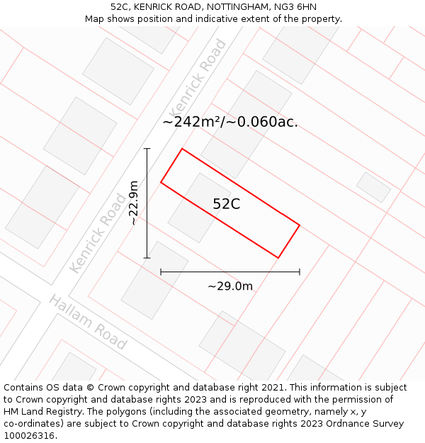 52C, KENRICK ROAD, NOTTINGHAM, NG3 6HN: Plot and title map