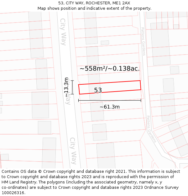 53, CITY WAY, ROCHESTER, ME1 2AX: Plot and title map