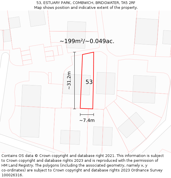 53, ESTUARY PARK, COMBWICH, BRIDGWATER, TA5 2RF: Plot and title map