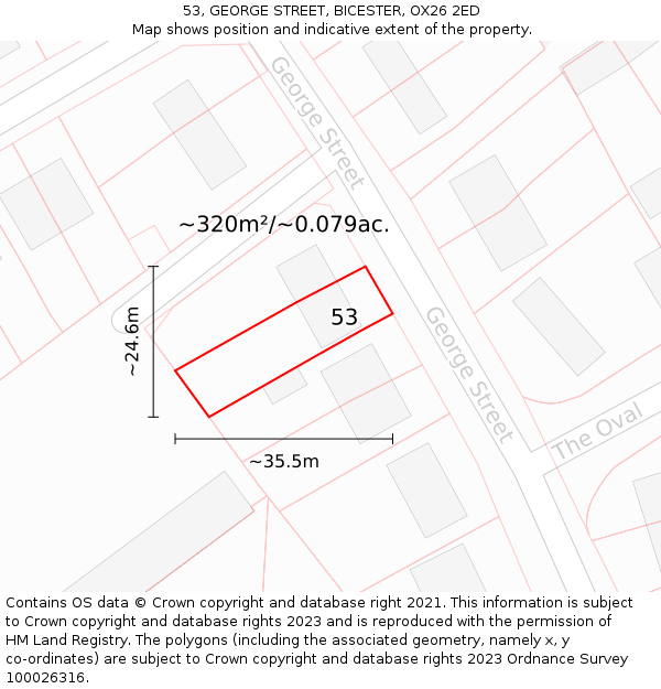 53, GEORGE STREET, BICESTER, OX26 2ED: Plot and title map