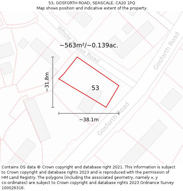 53, GOSFORTH ROAD, SEASCALE, CA20 1PQ: Plot and title map