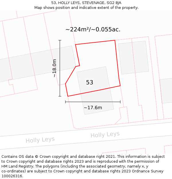 53, HOLLY LEYS, STEVENAGE, SG2 8JA: Plot and title map