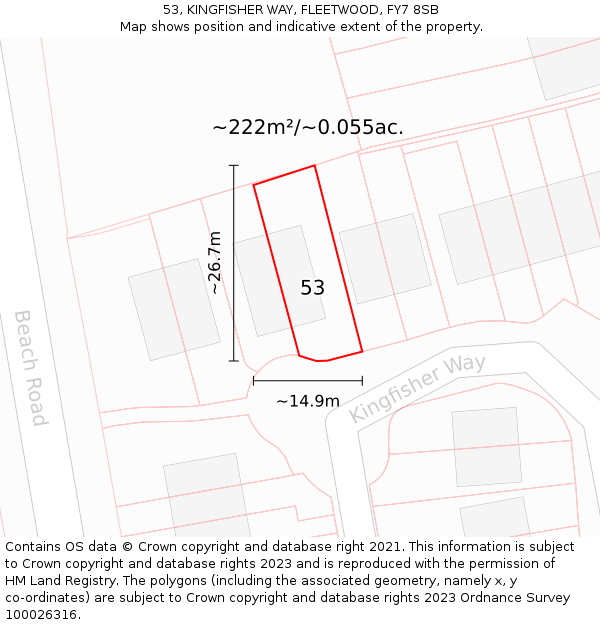 53, KINGFISHER WAY, FLEETWOOD, FY7 8SB: Plot and title map