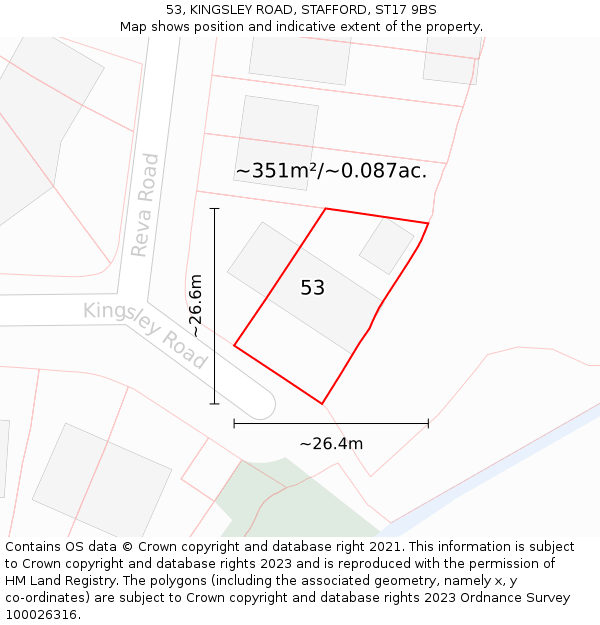 53, KINGSLEY ROAD, STAFFORD, ST17 9BS: Plot and title map