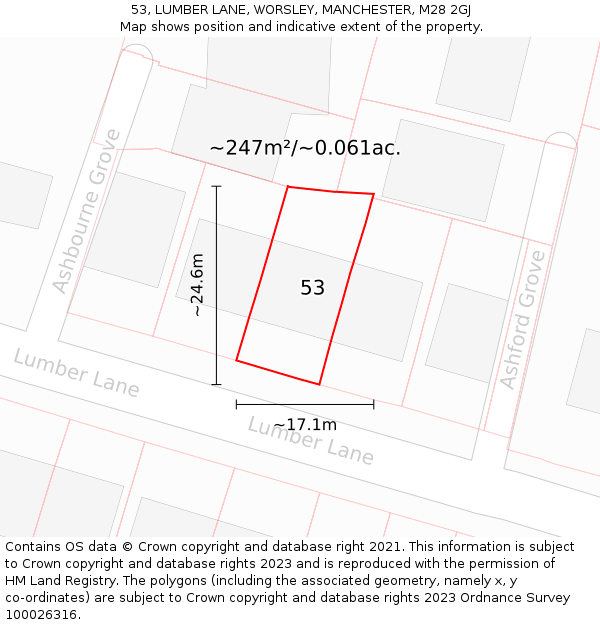 53, LUMBER LANE, WORSLEY, MANCHESTER, M28 2GJ: Plot and title map