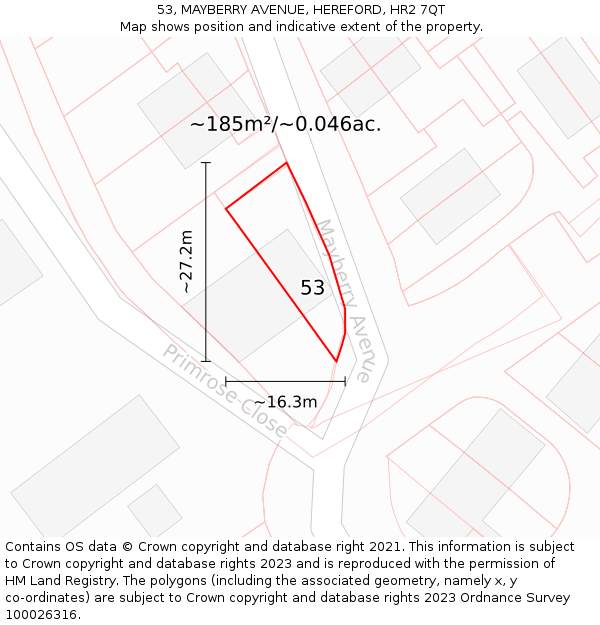 53, MAYBERRY AVENUE, HEREFORD, HR2 7QT: Plot and title map