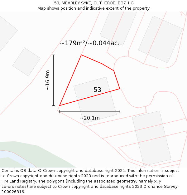 53, MEARLEY SYKE, CLITHEROE, BB7 1JG: Plot and title map