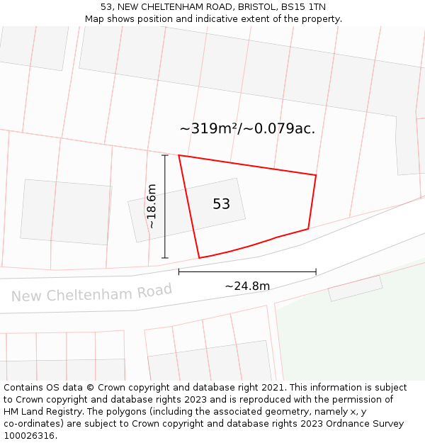 53, NEW CHELTENHAM ROAD, BRISTOL, BS15 1TN: Plot and title map