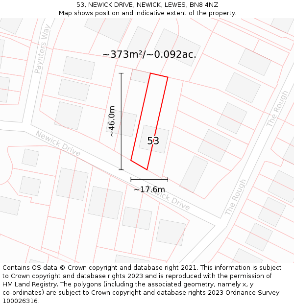 53, NEWICK DRIVE, NEWICK, LEWES, BN8 4NZ: Plot and title map