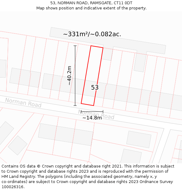 53, NORMAN ROAD, RAMSGATE, CT11 0DT: Plot and title map