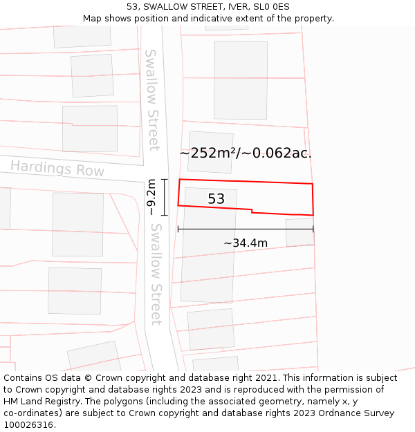 53, SWALLOW STREET, IVER, SL0 0ES: Plot and title map