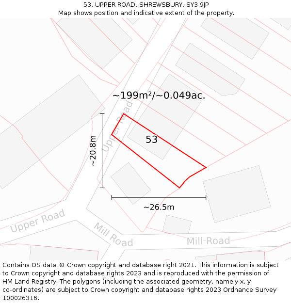 53, UPPER ROAD, SHREWSBURY, SY3 9JP: Plot and title map