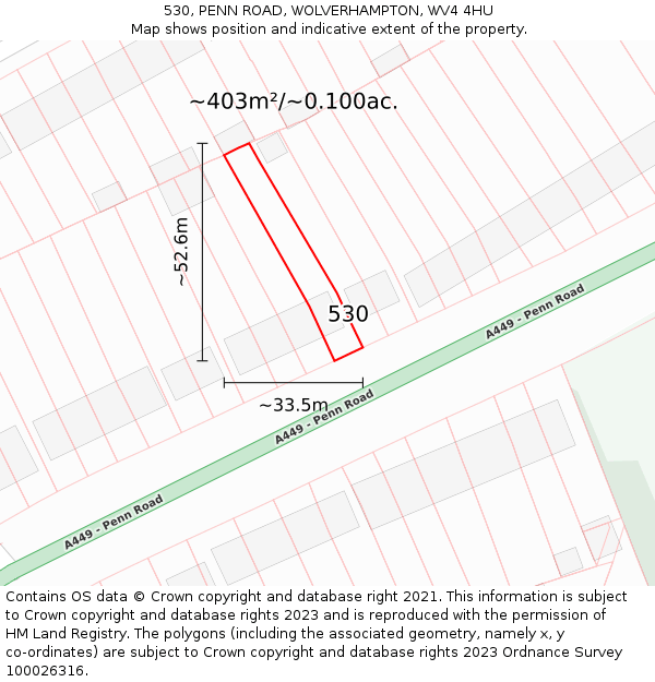 530, PENN ROAD, WOLVERHAMPTON, WV4 4HU: Plot and title map