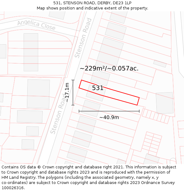 531, STENSON ROAD, DERBY, DE23 1LP: Plot and title map