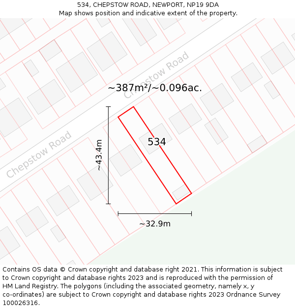 534, CHEPSTOW ROAD, NEWPORT, NP19 9DA: Plot and title map