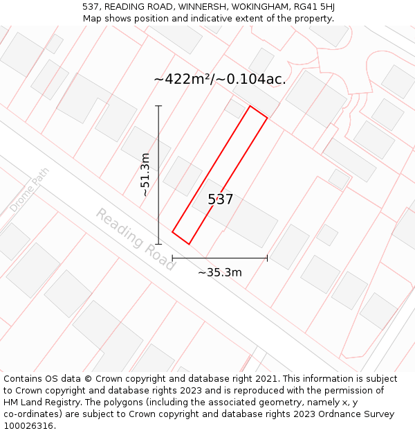 537, READING ROAD, WINNERSH, WOKINGHAM, RG41 5HJ: Plot and title map