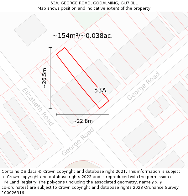 53A, GEORGE ROAD, GODALMING, GU7 3LU: Plot and title map