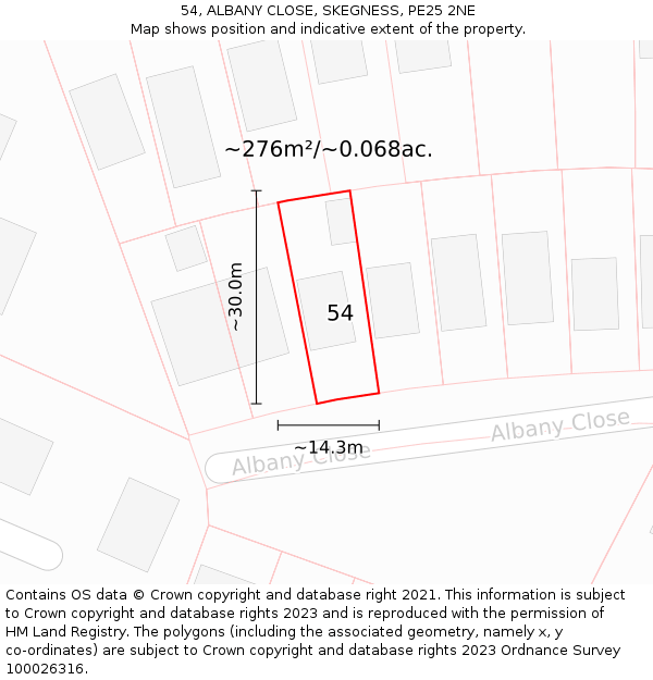 54, ALBANY CLOSE, SKEGNESS, PE25 2NE: Plot and title map