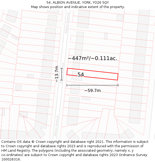 54, ALBION AVENUE, YORK, YO26 5QY: Plot and title map