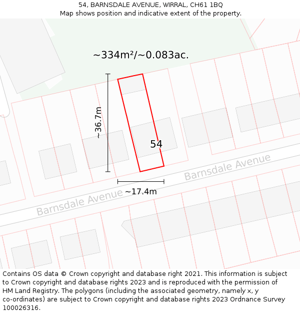 54, BARNSDALE AVENUE, WIRRAL, CH61 1BQ: Plot and title map