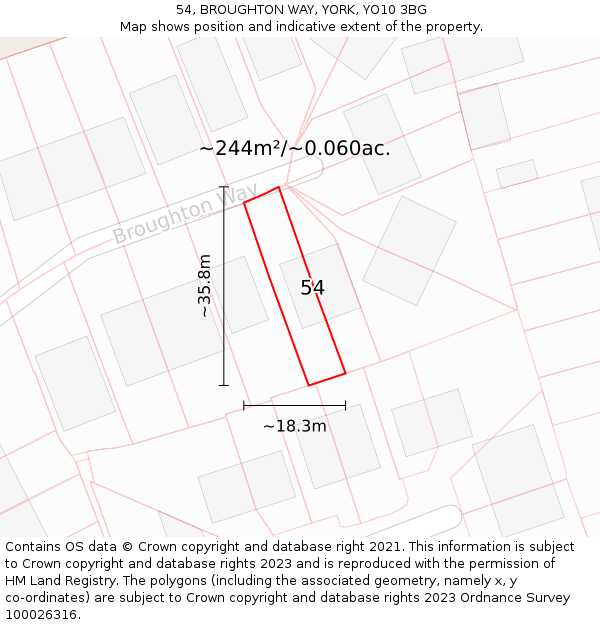 54, BROUGHTON WAY, YORK, YO10 3BG: Plot and title map