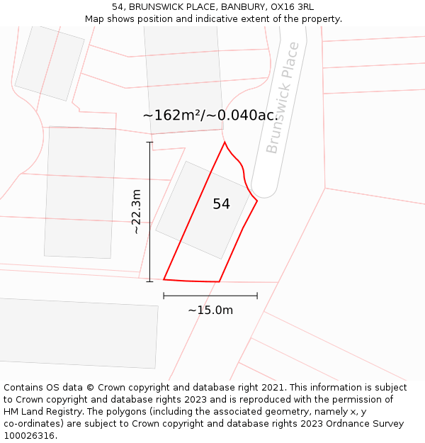 54, BRUNSWICK PLACE, BANBURY, OX16 3RL: Plot and title map