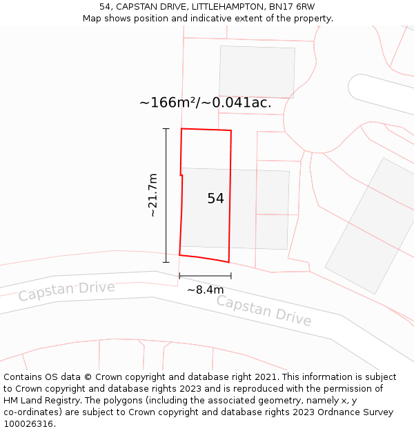 54, CAPSTAN DRIVE, LITTLEHAMPTON, BN17 6RW: Plot and title map