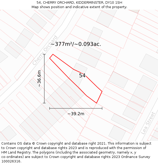 54, CHERRY ORCHARD, KIDDERMINSTER, DY10 1SH: Plot and title map