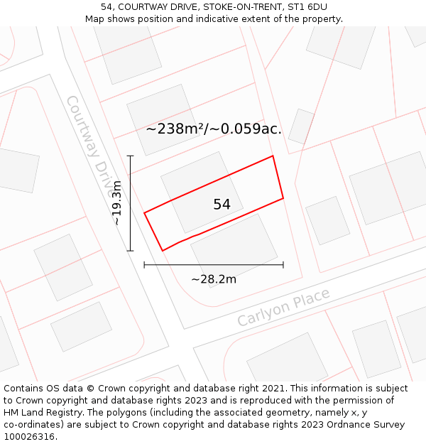 54, COURTWAY DRIVE, STOKE-ON-TRENT, ST1 6DU: Plot and title map