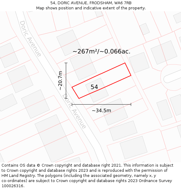 54, DORIC AVENUE, FRODSHAM, WA6 7RB: Plot and title map