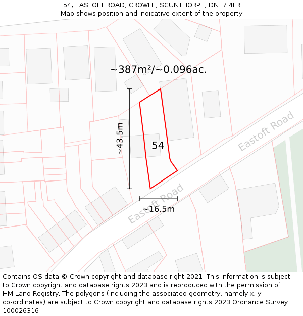 54, EASTOFT ROAD, CROWLE, SCUNTHORPE, DN17 4LR: Plot and title map